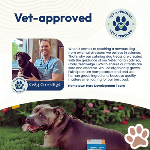 Veterinarian-formulated seal featured on Hometown Hero dog treats