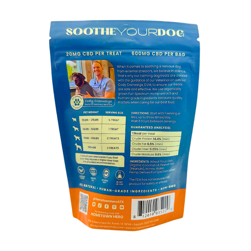 CBD dog treat dosage guide based on pet weight and size