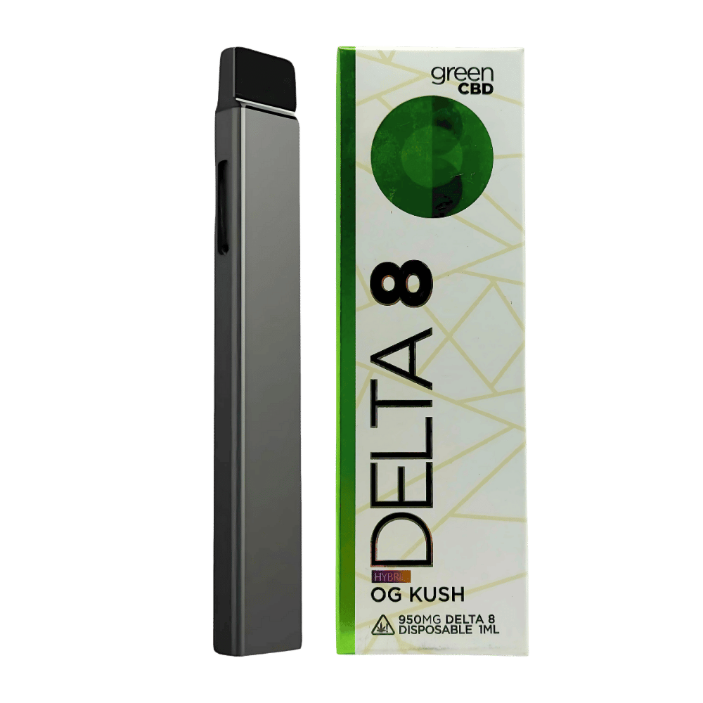Green CBD 950mg Delta 8 Vape  Smoother Than Delta 9, USB Recharge