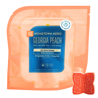 Hometown Hero Georgia Peach Live Rosin Delta-9 Gummies (10mg)