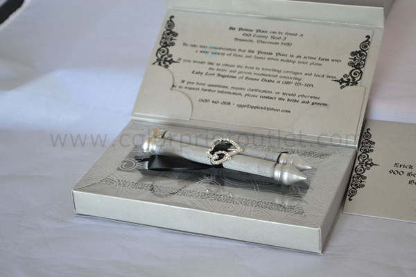 Black and silver fairy theme invitation (set of 25) - MSBT-007 -BLACK & GOLD/SILVER ROYAL/FAIRY THEME MINI SCROLL IN THE BOX