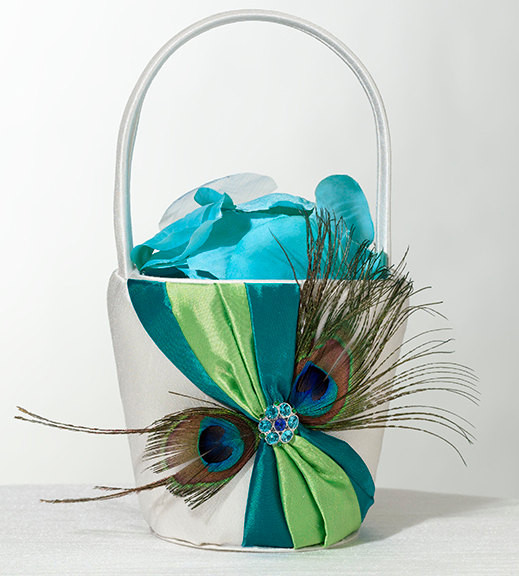 Peacock Feather Flower Basket