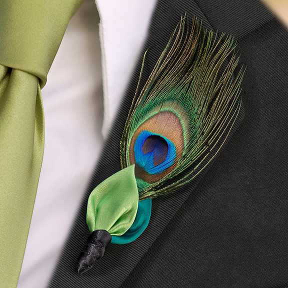 Peacock Feather Boutonniere