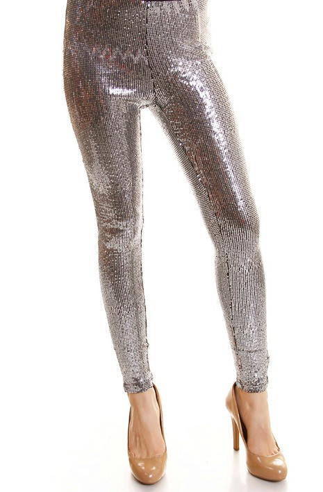 silver sparkly leggings