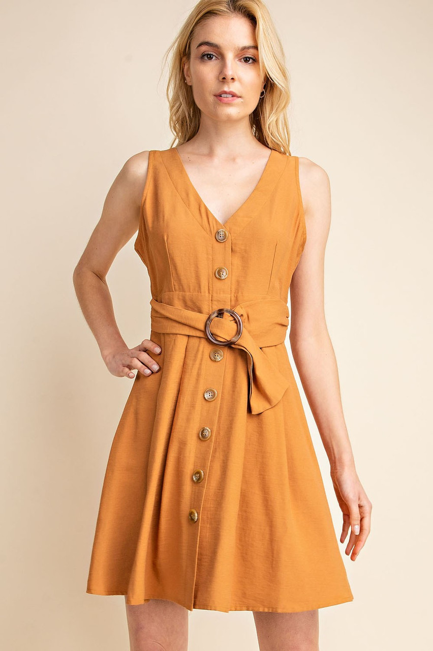 button down belted dress
