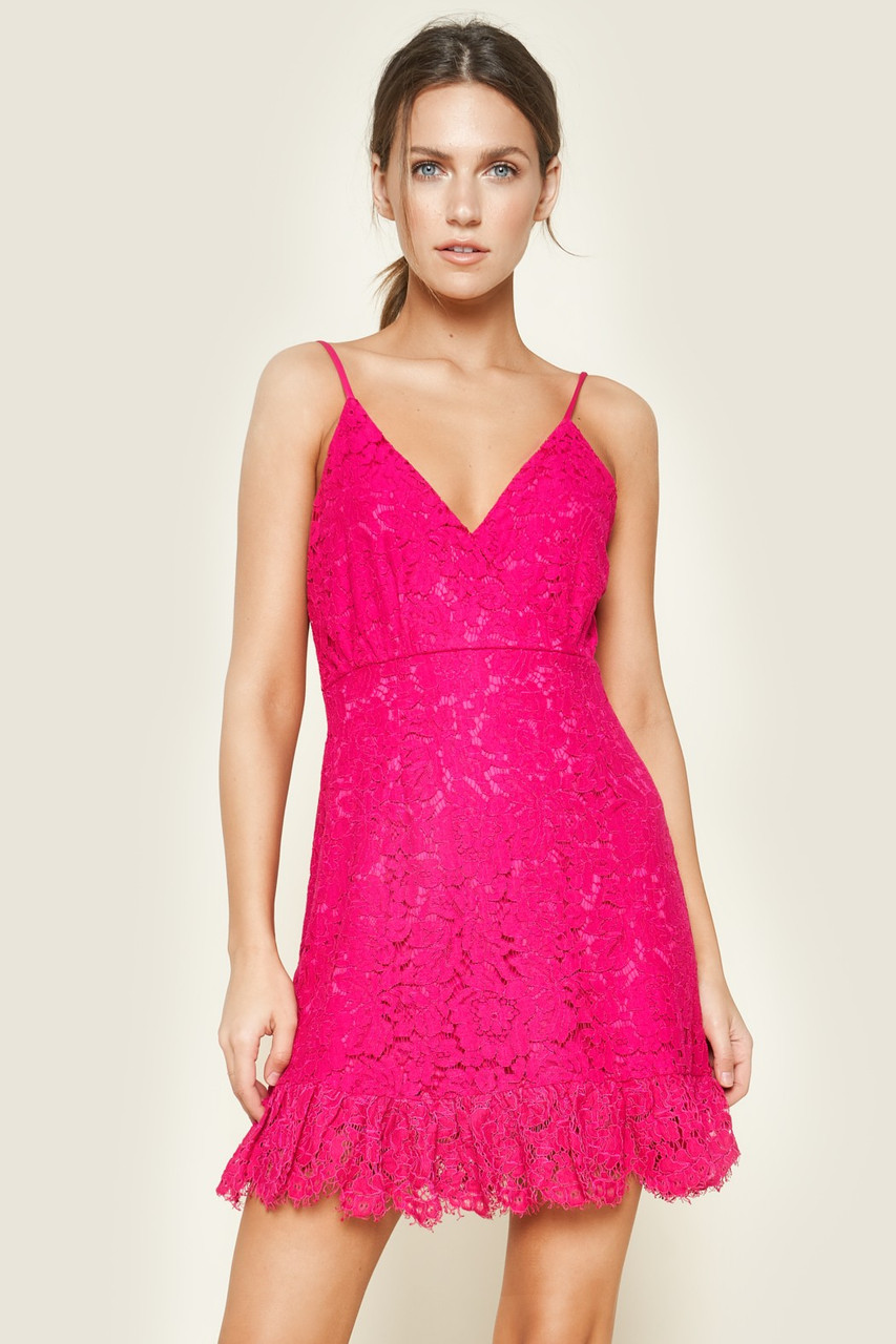 fuchsia pink lace dress