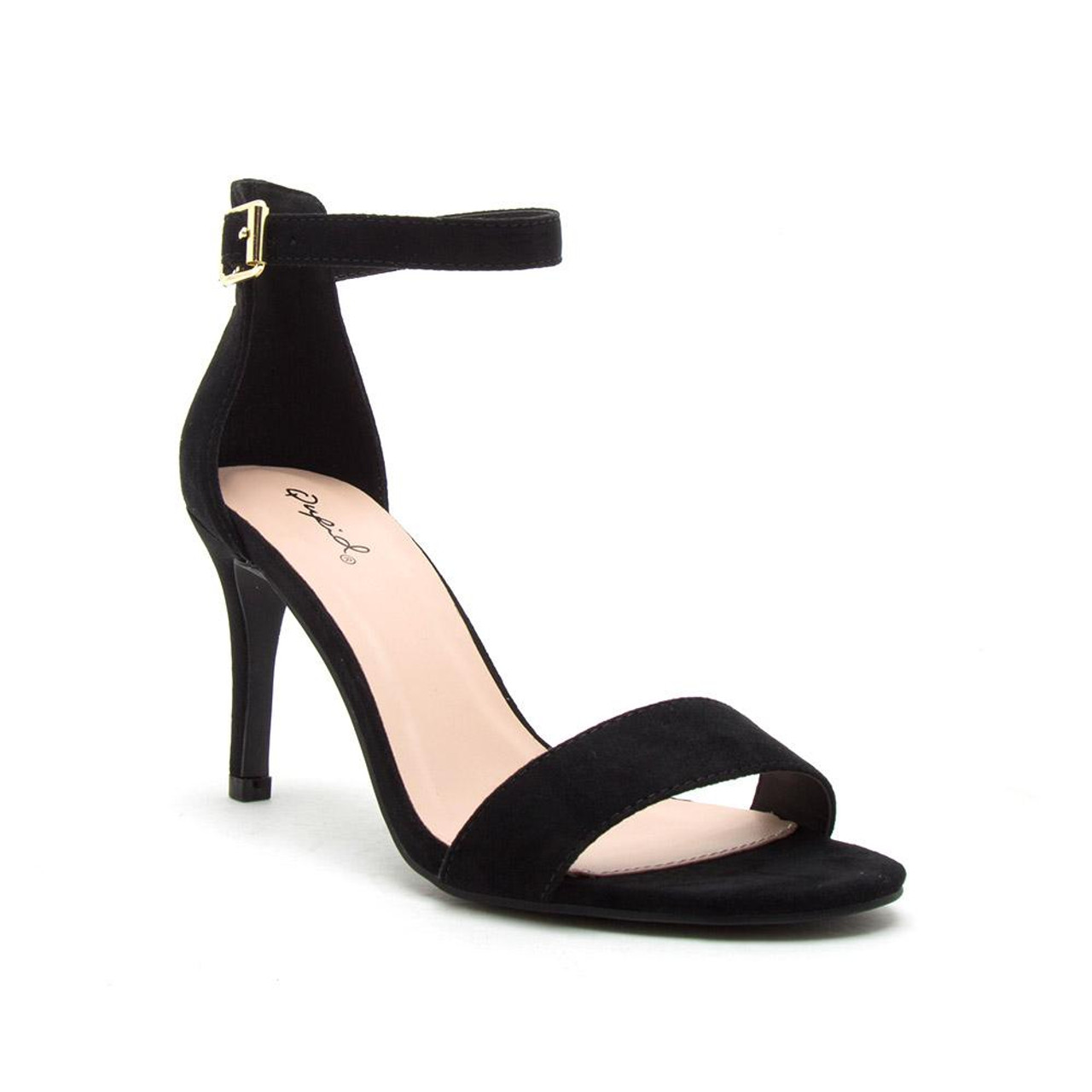 black ankle strap heels