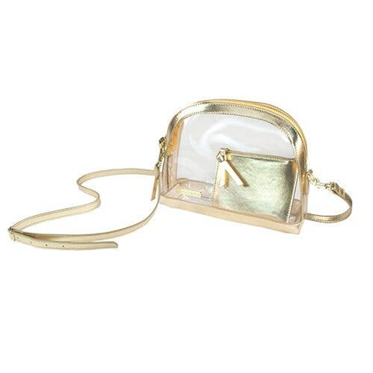 CLEAR STADIUM BAG WITH GOLD HANDLES
