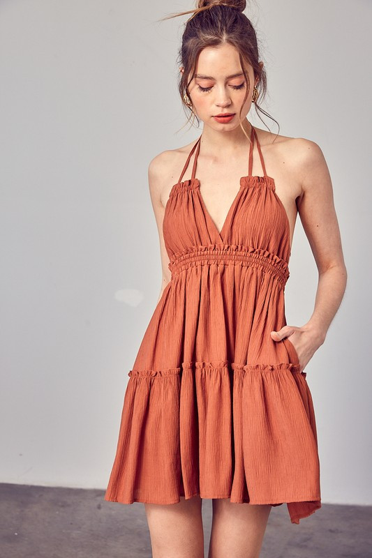 burnt orange short dress