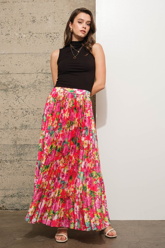 Satin Floral Maxi Skirt - Longhorn Fashions Satin Floral Maxi Skirt - Longhorn Fashions