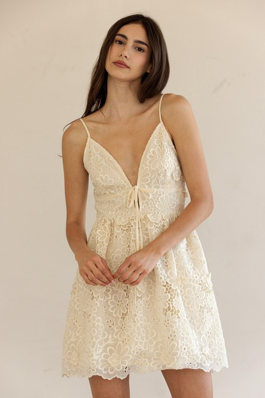 Cream Lace Mini Dress