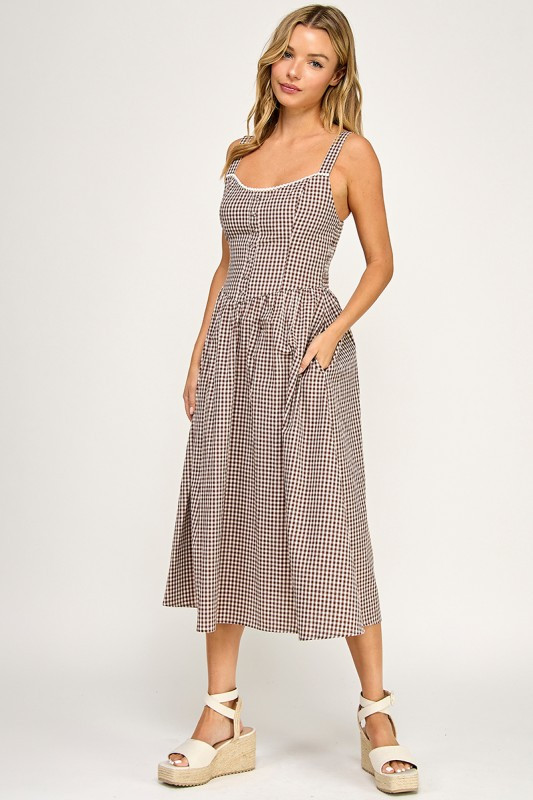 blue dress for baby girl Cece Dress in Brown Gingham XL main image 0