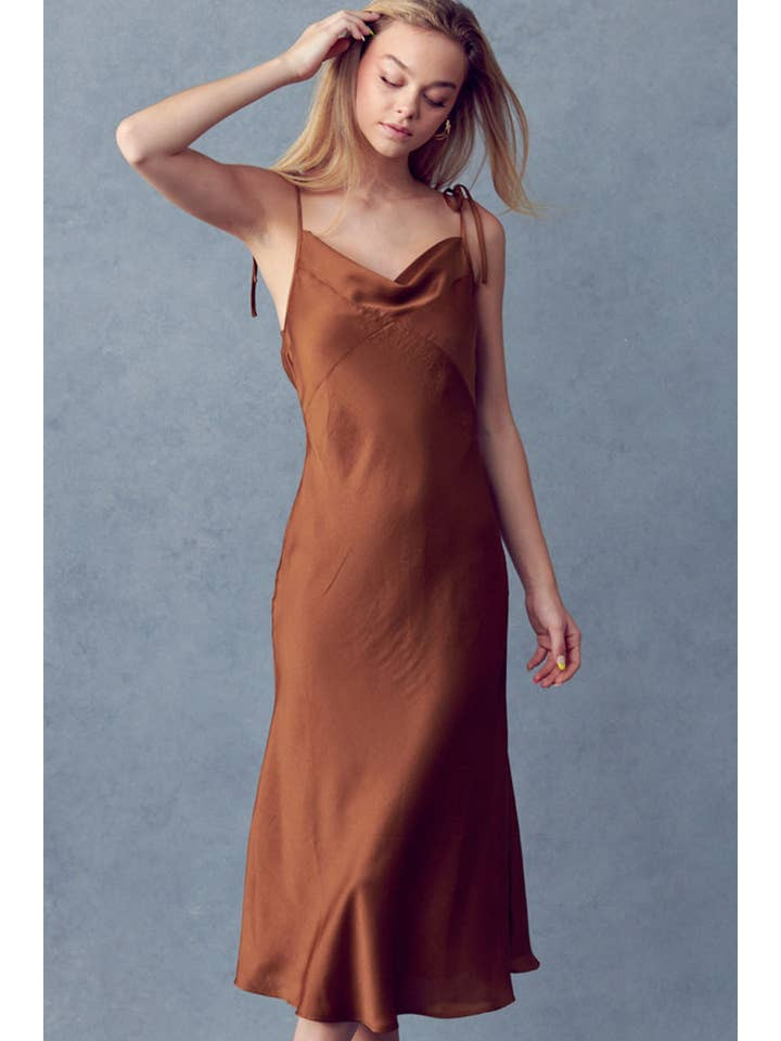 brown slip dress silk Caramel Slip Dress