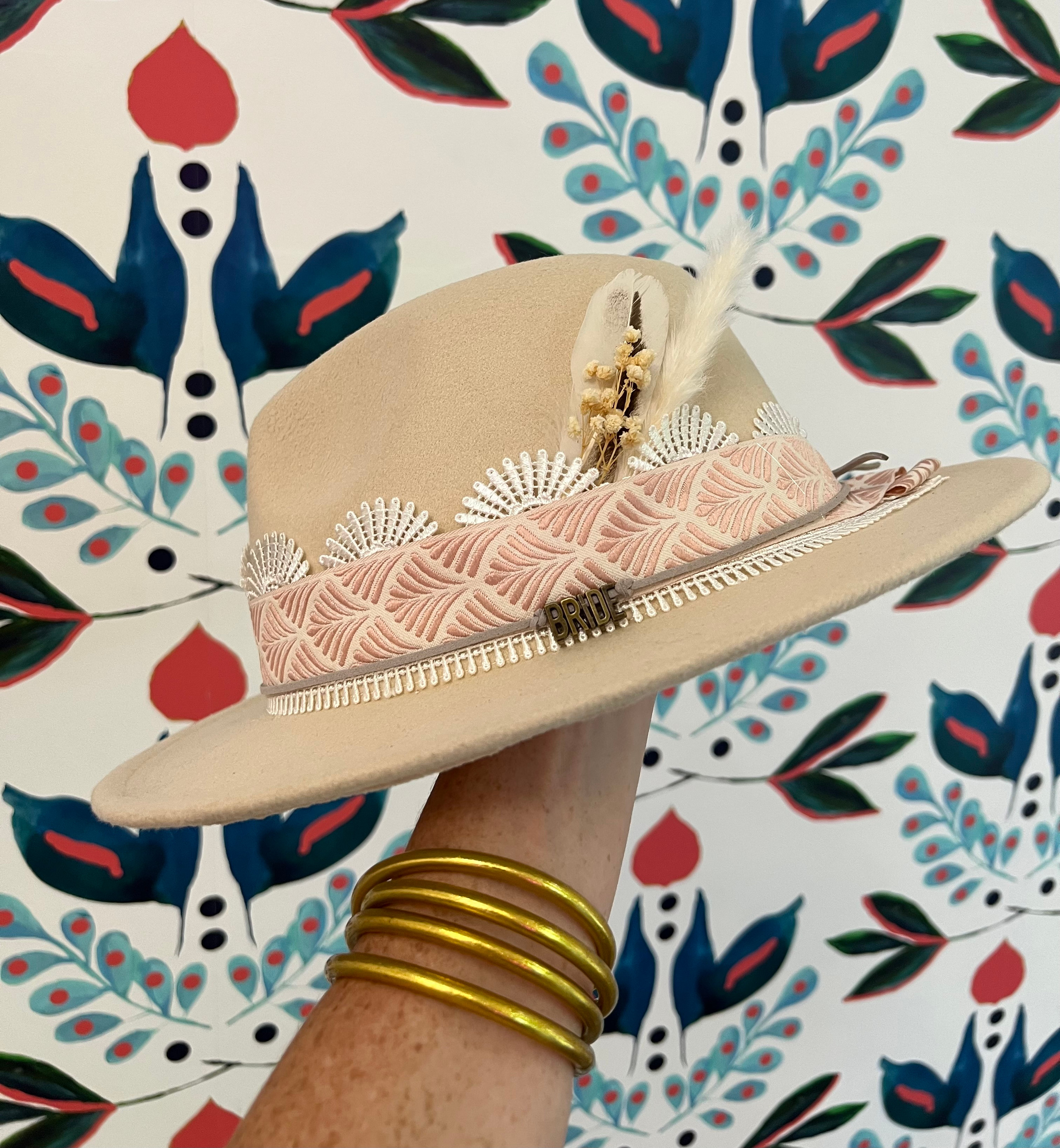 Austin Custom Hat Bar with Hats, Hat bands, Feathers, Trim, and More!