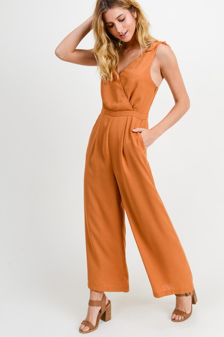 burnt orange overall dress