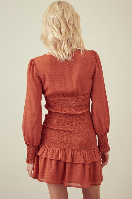 long sleeve burnt orange dress