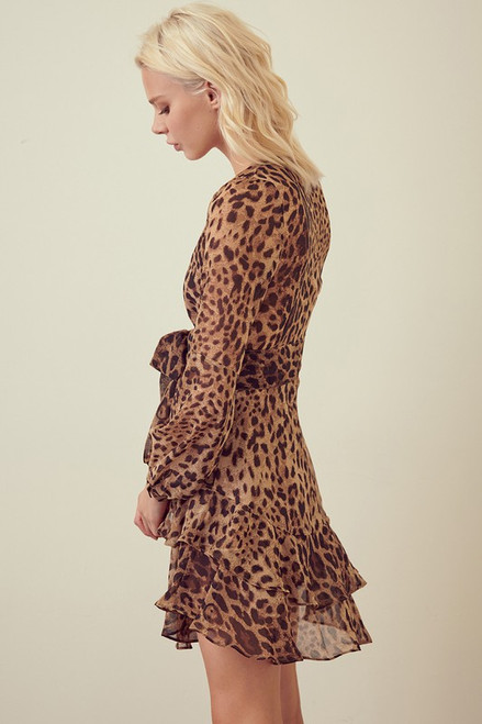 leopard tie front dress