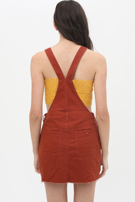 orange overall skirt