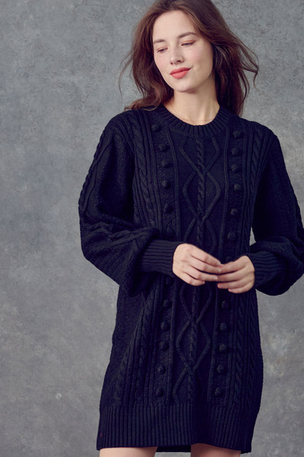 Black Cable Knit Sweater Dress Black Cable Knit Sweater Dress