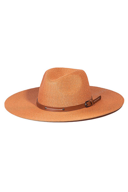Burnt Orange Woven Fedora with Band 