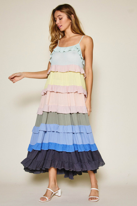 Multicolor Tiered Maxi Dress