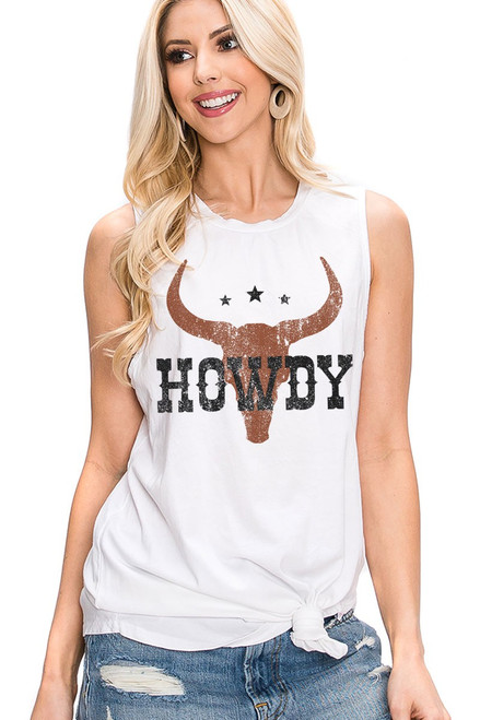 Howdy White Sleeveless Top