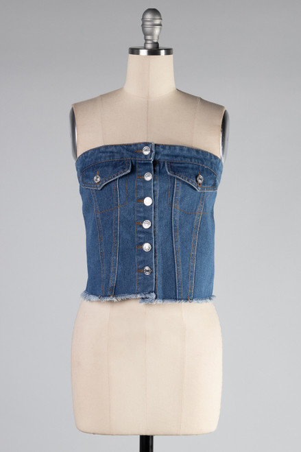 Denim Strapless Top