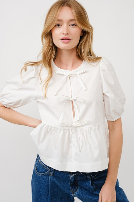 Peplum Front Tie Blouse