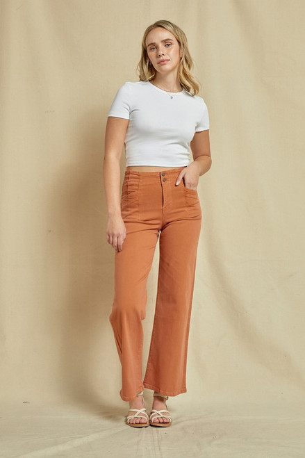 Burnt Orange High Rise Wide Leg Jeans