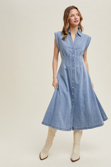 Denim Button Down Midi Dress