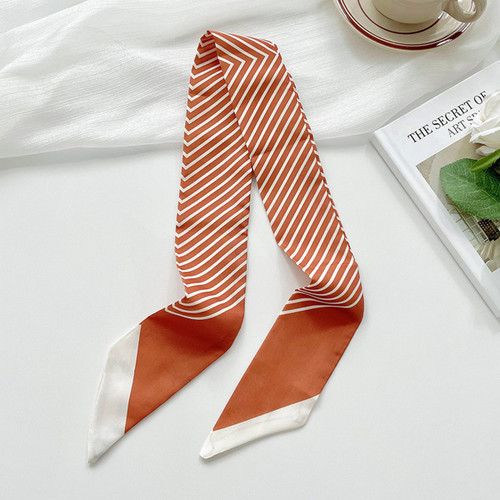 Burnt Orange Striped Skinny Scarf