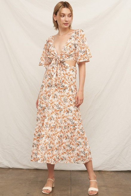 Floral Cut Out Maxi Dress
