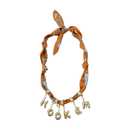 Burnt Orange Game Day Bubble Letter Scarf Necklace