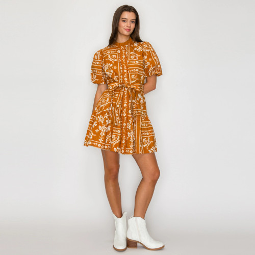 Bandana Print Cotton Mini Dress Bandana Print Cotton Mini Dress