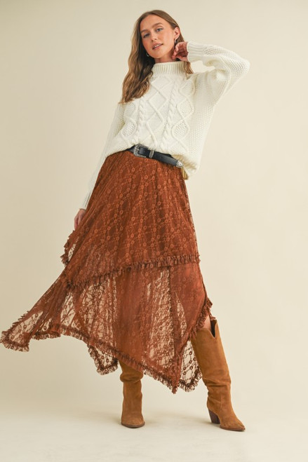 Chestnut Layered Midi Skirt