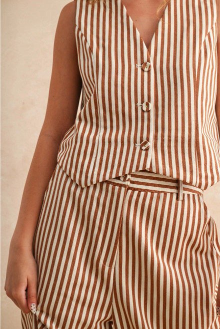 Striped Button Front Vest