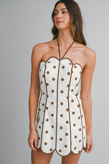 Polka Dot Scallop Mini Dress