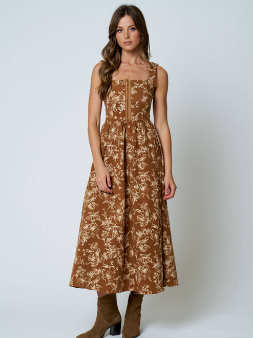 Floral Front Hook Midi Dress