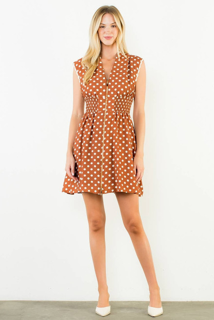 Polka Dot Zipper Front Dress