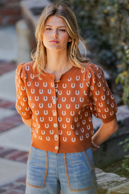 Horseshoe Short Sleeve Cardigan