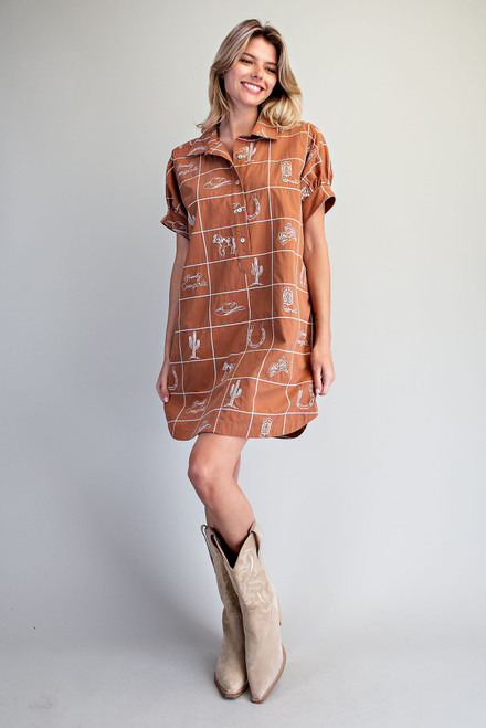 Short Sleeve Western Shirt Dress