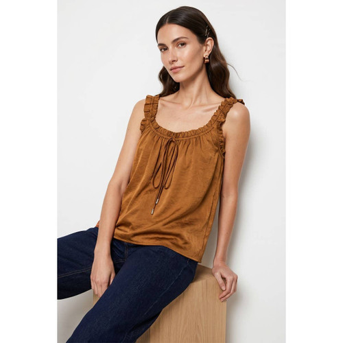 Burnt Orange Ruffle Trim Tank