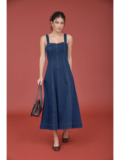 Sweetheart Denim Midi Dress