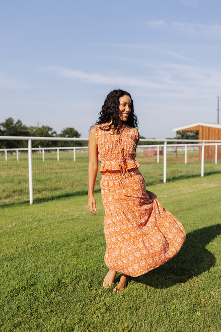 Burnt Orange Shayne Midi Skirt