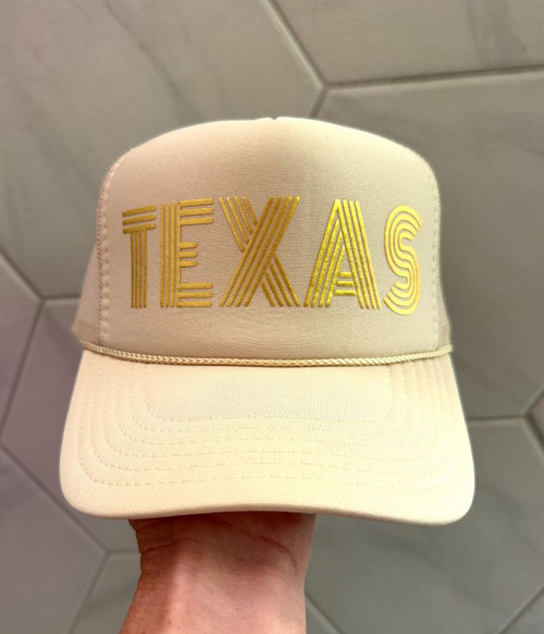 Cream Hat Gold Retro Letters