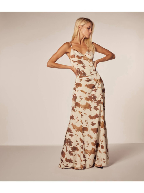 Brown Cowhide Maxi Skirt