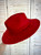 True Red Vegan Suede Wide Brim Hat