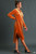 Velvet Burnt Orange Button Down Midi Dress