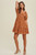 Burnt Orange Dress White Floral Embroidery