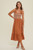 Burnt Orange Maxi Dress White Embroidered Top